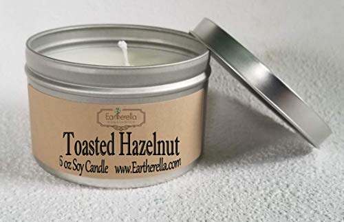 TOASTED HAZELNUT Natural Soy Wax 6 oz. Tin Candle, long 40+ hour burn time, hazelnut, butter, vanilla