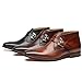 La Milano Mens Winter Ankle Dress Boots Slip on Monk Strap Buckle Comfortable Chukka Plain Toe Leather Oxford Boots for Men