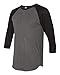 American Apparel Unisex Poly-Cotton 3/4-Sleeve Raglan T-Shirt XL HTHR BLACK/ BLK