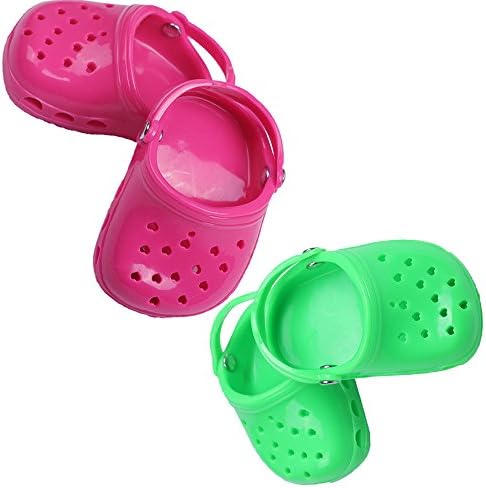 LuckDoll Green and Red Polliwog Doll Shoes Set, Fits 18 Inch American Girl Dolls