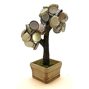 Deckel Bonsai – Magnetischer Kronkorkenbaum mit 3 Magneten/Perfekte Geschenkidee für Biertrinker/Partyspiel (Braun)