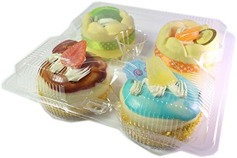 Set of 50 BPA-Free Clear Cupcake Containers (4 Compartment)