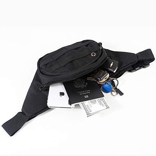 DAITET Fanny Pack for Men, Women, Kids,Outdoors, Workout Waist Bag Adjustable Belt, Waterproof Travel Bag, Running Bag fit for iPhone Samsung (Black) - Thumbnail 2