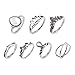OrliverHL Bohemian Vintage Silver Punk Crystal Joint Knuckle Nail Midi Lotus Gem Rings Sets 7PCS