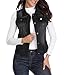 MISS MOLY Women's Sleeveless Frayed White Looking Lapel Denim Vest Button Up Dowm Denim Jacket Vests Coat w 2 Chest Pockets (Black Vest,L)
