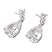 GULICX Bling Silver Tone Cubic Zirconia Pear Distinctive Engagement Party Dangle Earrings