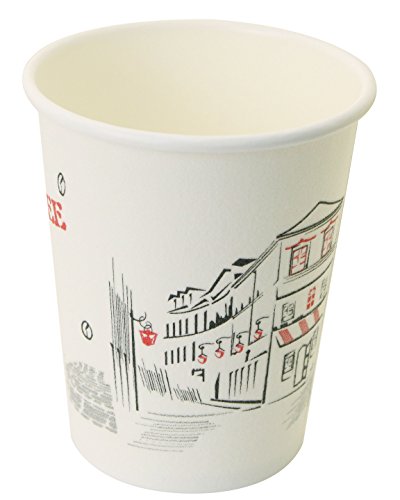 50 Count Disposable Heat Insulated Foam Series, Hot and Cold Foam Coffee Paper Cups, Stylish Foam Outside Wall and Paper Inside Wall Beverage Cups, No Sleeves Needs. (9 oz, Street view)