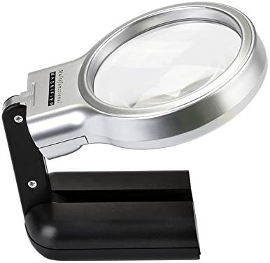 CONBEE Folding Magnifying Glass / Illuminated Collapsible Magnifier with LED Light / Handheld or Hands Free, 3X Magnification Lenses for Reading, Sewing, Craft &amp; Hobby / Black