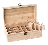 NEW! BAMBOO Wooden Essential Oils Storage Box holds 32 5ml,10ml, 15ml bottles including roller ball bottles by Free and Healthy Life