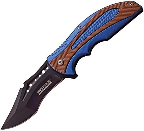 TAC-FORCE TF-931BL-MC Spring Assisted Knife, Black/Blue Aluminum Handle, 4.5"