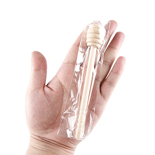 Artcome 55 Pack 6 Inch Wood Honey Dipper Sticks, with Ribbon for Honey Jam Jar Dispense, Mini Individually Wrapped, Wedding Party Favors - Thumbnail 5