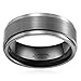 MNH Men's 8mm Tungsten Carbide Wedding Band Brushed Matte Finish Beveled Polished Black Rings Size 11