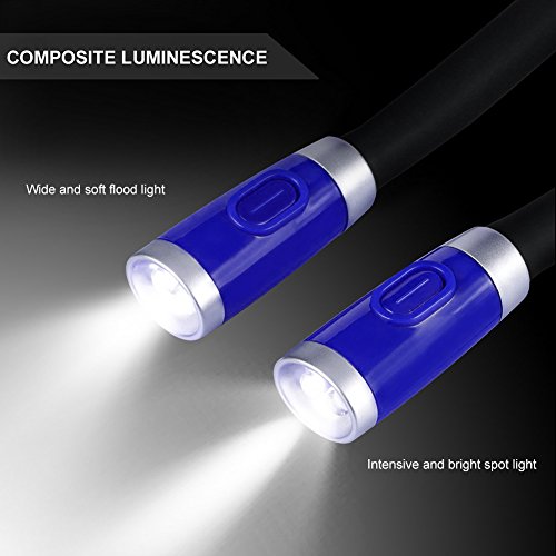 Ledgle Neck Book Light LED Reading Lamp Rechargeable, Hands Free, 4 LED Bulbs, 4 Adjustable Brightness, USB Cable Included for Reading in Bed or Reading in Car