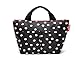 Flowertree Women's Polyester White Polka Dot Black Mini Tote Lunch Bag