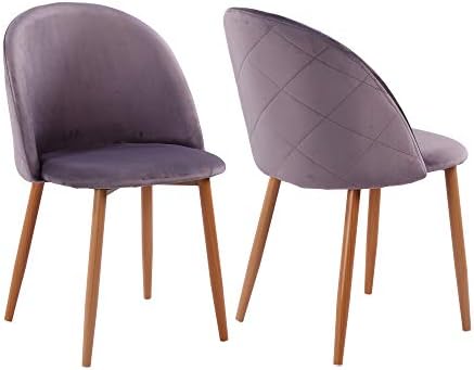 FAYEAN Dining Chair Soft Velvet Cushion Chair with Sturdy Metal Legs for Home Kitchen Living Room, Set of 2 (Grey)