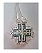 Jerusalem Cross Open Pendant Necklace Silver Plated Opal