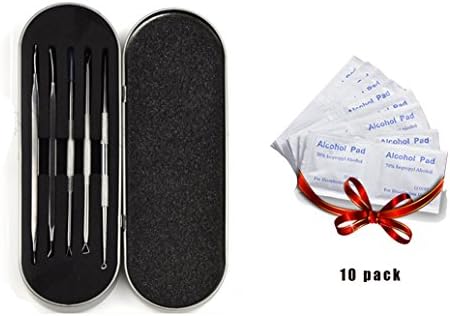 Blackhead Remover Acne Tool Kit Pimple Comedone Extractor Tool Set Blackhead Treatment Tool Anti-microbial Double-side Professional Stainless Steel(Tweezers Kit 5pcs)