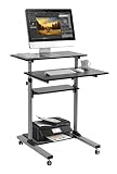 Mobile Standing Desk - TechOrbits Rolling Workstation Cart - Stand Up Media Podium Mobile Desk - Height Adjustable Presentation Computer Cart