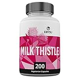 EBYSU Milk Thistle - 200 Day Supply - 1000mg Max Strength 4X Concentrated Extract 4:1 - Vegan Capsules