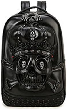 New Fashion Personality 3D skull leather backpack rivets skull backpack travel bag cross bags hiphop man luxury black