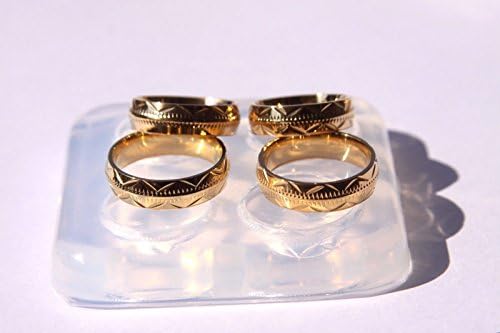 TendTodo 4Pcs Silicone Resin Ring Mold, Size 7-10, Jewelry Casting Plastic Crafts, Handmade, Instructions Included