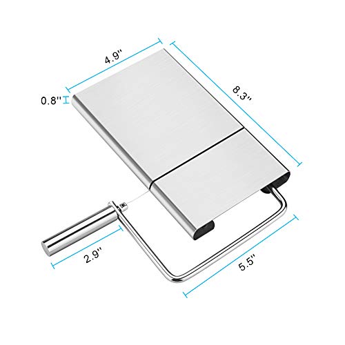 DricRoda Cheese Slicer, Stainless Steel Cheese Cutter, Wire Cheese Slicer for Cheese, Butter, Cakes, with 5 Replaceable Cheese Slicer Wires