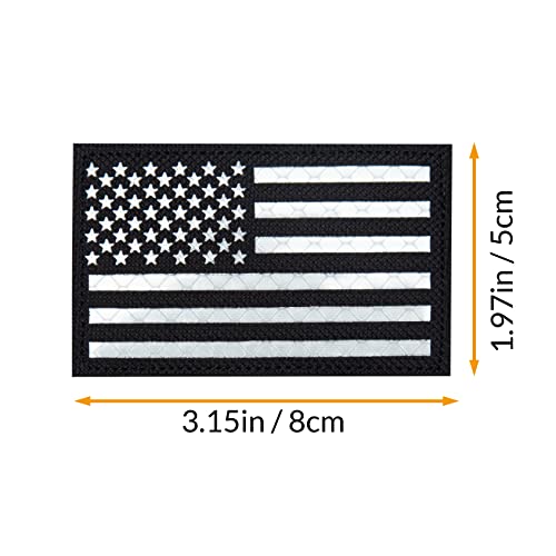 2Pcs IR Reflective Tactical Morale Flag Patch American Flag US United States of America Military Uniform Emblem Patches White & Balck