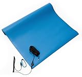 Bertech Rubber ESD Soldering Mat Kit with a Wrist Strap and Grounding Cord, 2' Wide x 4' Long, Blue