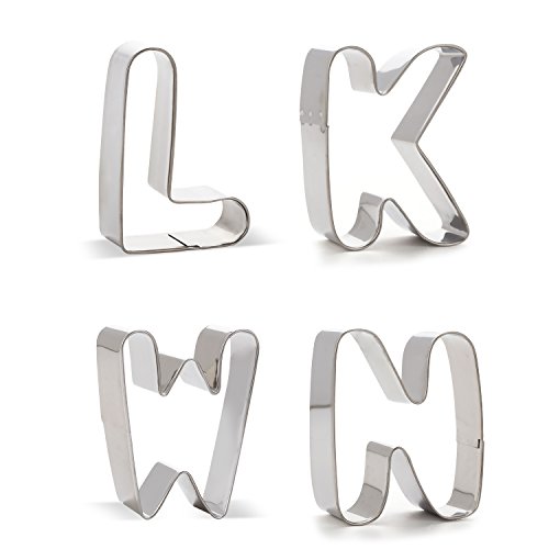FUBARBAR Large Alphabet Letter Cookie Cutters Set Biscuit Snowman Pumpkin Moon Ghosts Variety Of Graphics Cookie Cutter Shape Mold Set Jelly Fondant Sugar Stamp Impress Embosser (Large Letter A-Z) - Thumbnail 5