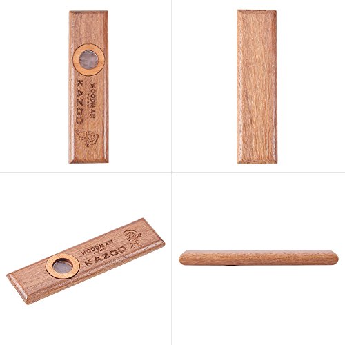 WANDIC Kazoos, 1 Pc Wooden Kazoo Musical Instrument Ukulele Guitar Partner Wood Harmonica for Kids and People Hum Song - Thumbnail 2