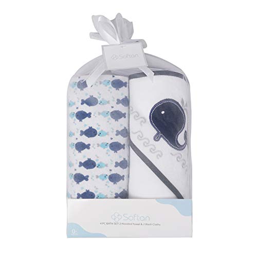 Baby Hooded Towel and Washcloths Set | Natural Cotton | Great Gift for Infants and Newborn | 2+2 Pack - Thumbnail 7