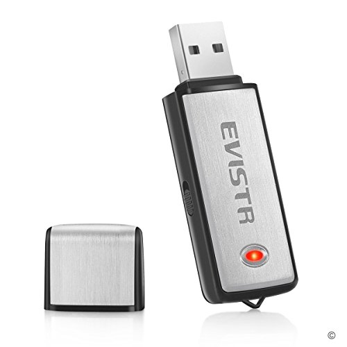 Evistr USB Flash Drive Voice Recorder Mini Small 8G / 150 Hours Capacity Hidden Spy Recorder Portable Digital Audio Recording Device with Lanyard (Grey/Black)