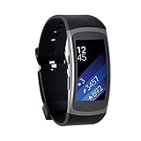 Moretek Silicone Replacement Band Strap for Samsung Gear Fit2 Tracker (Black)