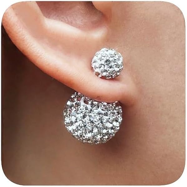 ピアス Shiny Balls Earrings Amazon.com: Shiny Rhinestone Double Sided Earrings