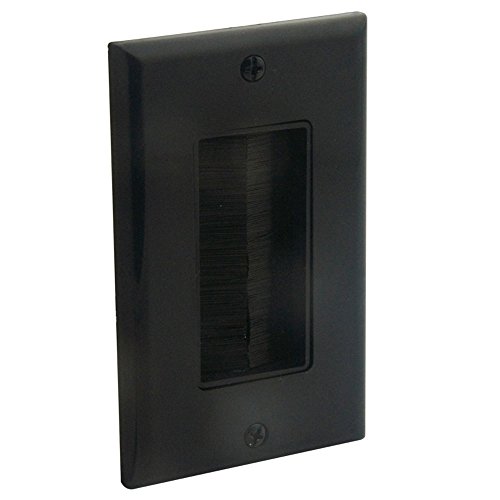 YinXiong Single Gong Brush Wall Plate - 1 Gang Face Plate With Brush Bristles - Black (1 Gang (1 Pack), Black)