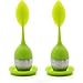 chichic Silicone Loose Tea Infuser Set, Cute Strainer, Steeper with Drip Tray, Best for Leaf or Herbal Tea, Green, Set of 2