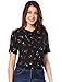 Allegra K Women's Short Sleeves Tie Bow Neck Cherry Printed Blouse