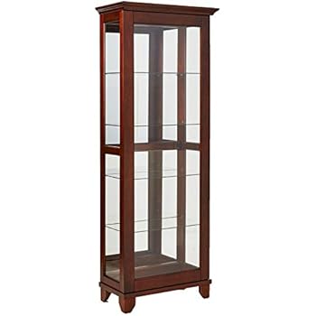 5-Shelf Curio Cabinet with Mirrored Back Chesnut