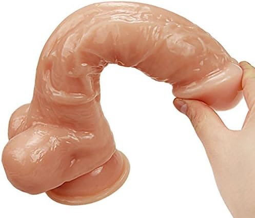 YUELV 9.65 inch Big Realistic Massage Wand with Suction Cup Flexible for Women Made of Health Material (Flesh)