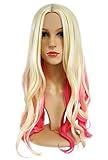 AnotherMe Long Big Wavy Blonde Pink Ombre Two Tone Hair Wig Women Heat Resistant Fiber 23.5
