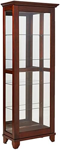 5-Shelf Curio Cupboard with Mirrored Again Chesnut