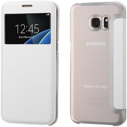 iViva Magnetic Clasp Flip Case with Transparent Frosted Tray for Galaxy S7 Edge - Silk White
