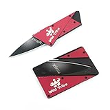 Card Shaped Folding Knife Survival Knife Pocket Knife,with Stainless Steel Shell Black Blade(Red)