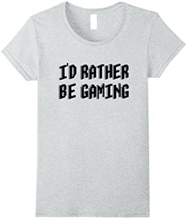 Womens Fun loving I'D RATHER BE GAMING t-shirt (gamers gift gaming) Medium Heather Grey