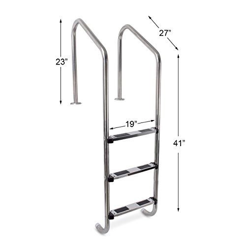 image for ARKSEN In-ground 3 Step Swimming Pool Ladder w/Non-Skid Step Easy Moun