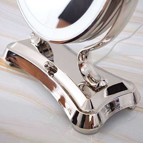Zadro Polished Nickel Surround Light Dual Sided Glamour Vanity Mirror, 5X / 1X Magnification
