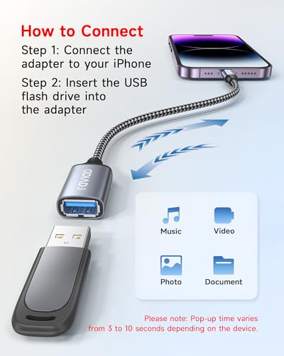 RAVIAD Lightning to USB Adapter [MFi Certified] iPhone USB OTG Adapter for iPhone 14 13 Pro/Max, iPad Air4/mini5, iOS OTG Cable Adapter Supports Mouse, Keyboard, U Stick, Card Reader, Camera