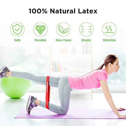ANBES Resistance Loop Bands, Resistance Exercise Bands for Home Fitness, Yoga, Stretching, Strength Training, Physical Therapy, Natural Latex Pilates Flexbands, Workout Bands (Mix Color) - Thumbnail 2