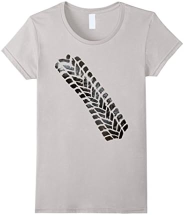 Womens Motorcross Tire Track Dirt Bike Motorcycle T-shirt Small Silver