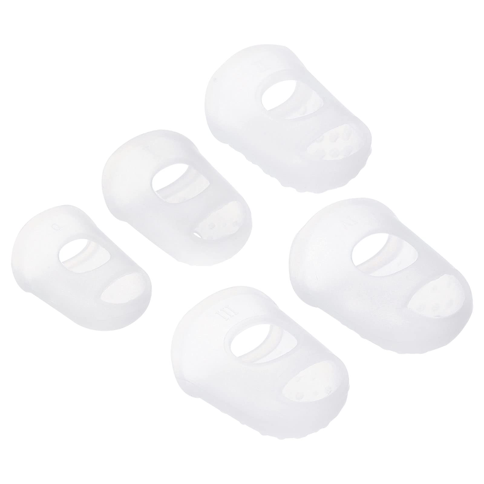 PATIKIL Rubber Finger Tips, 20 Pack Silicone Thumb Fingertip Protector Covers Pads Thimble for Guitar Playing Office Counting Sewing, Clear 5 Size Assorted